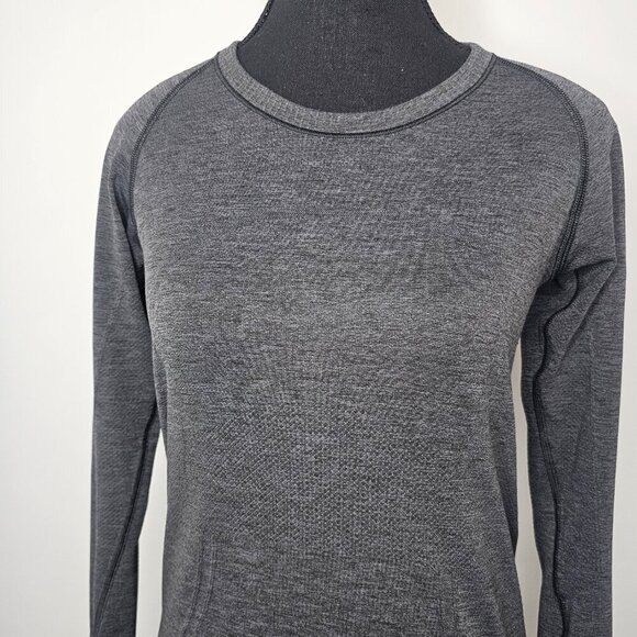 Lululemon Swiftly Tech Long Sleeve Crew Heathered Dark Slate Size 8 Hip Length - Picture 3 of 16